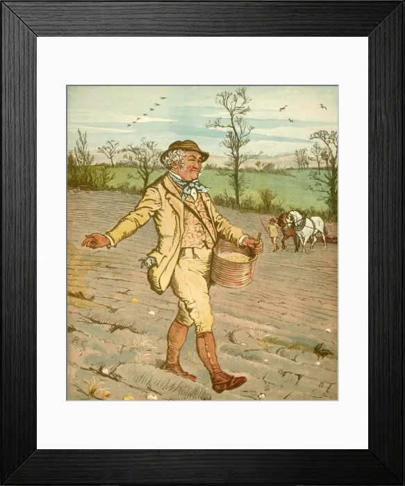 Framed Print : The Farmer who sowed the corn, c1878. Creator: Randolph Caldecott Framed Print : The Farmer who sowed the corn, c1878. Creator: Randolph Caldecott