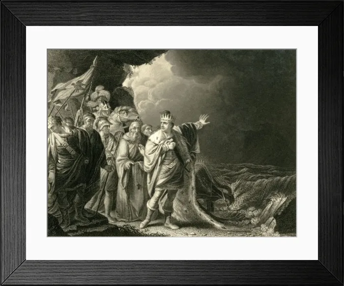 Framed Print : Canute reproving his Courtiers, c1840. Creator: Francis Holl Framed Print : Canute reproving his Courtiers, c1840. Creator: Francis Holl