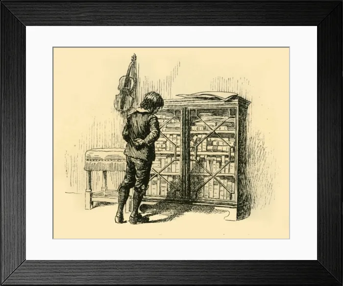 Framed Print : Gazing At Its Covers Through the Lattice Doors of the Cupboard, (1907). Creator: Unknown Framed Print : Gazing At Its Covers Through the Lattice Doors of the Cupboard, (1907). Creator: Unknown