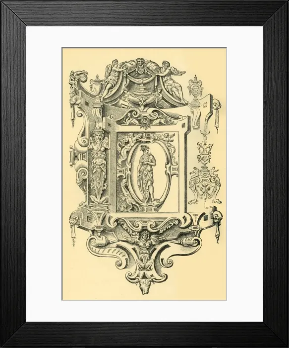 Framed Print : Cartouche, mid 16th century, (1881). Creator: Unknown Framed Print : Cartouche, mid 16th century, (1881). Creator: Unknown