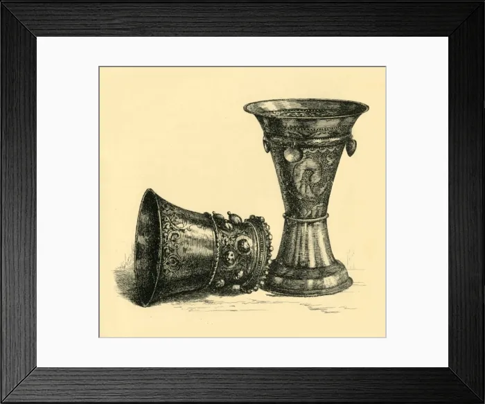 Framed Print : Two silver cups, 17th century?, (1881). Creator: R I Stevenson Framed Print : Two silver cups, 17th century?, (1881). Creator: R I Stevenson