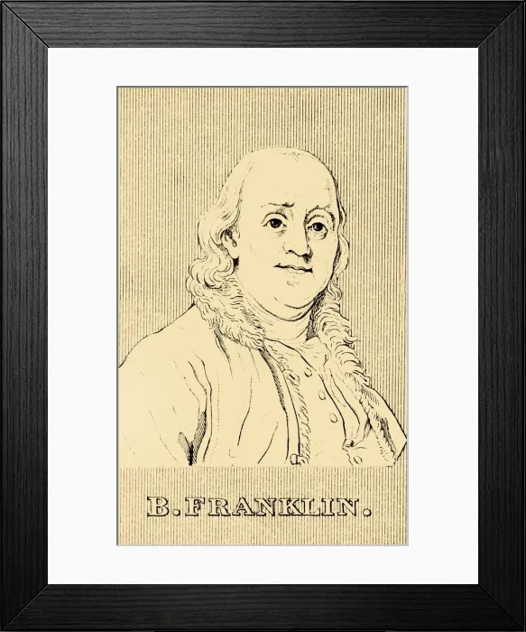 Framed Print : B. Franklin, (1706-1790), 1830. Creator: Unknown Framed Print : B. Franklin, (1706-1790), 1830. Creator: Unknown