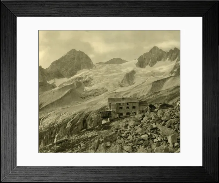 Framed Print : The Plauener Hütte and glacier, Zillergrund, Tyrol, Austria, c1935. Creator: Unknown Framed Print : The Plauener Hütte and glacier, Zillergrund, Tyrol, Austria, c1935. Creator: Unknown