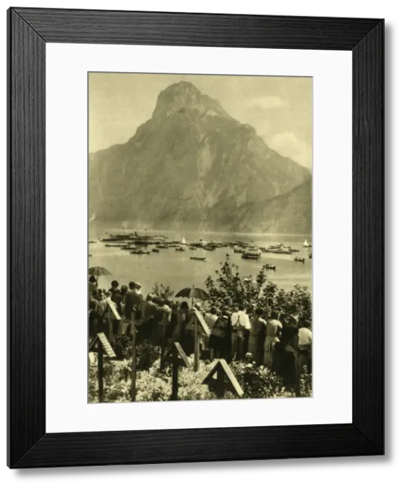 Framed Print : Traunstein and Traunsee, Upper Austria, c1935. Creator: Unknown Framed Print : Traunstein and Traunsee, Upper Austria, c1935. Creator: Unknown