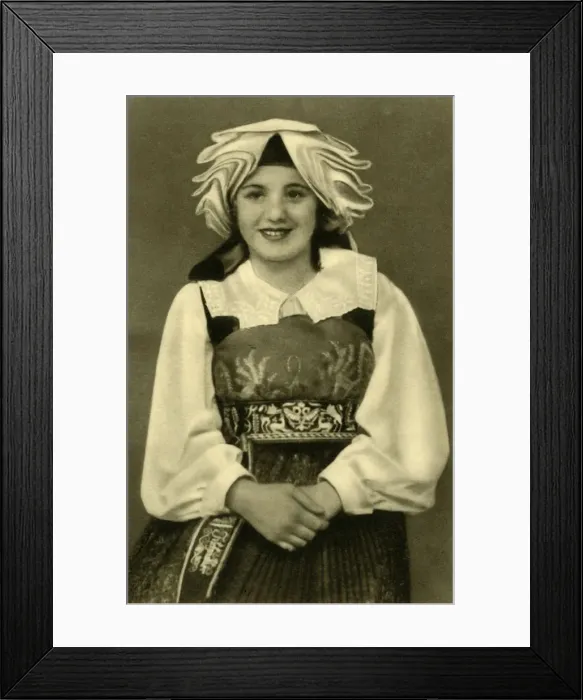 Framed Print : Girl in traditional costume, Gailtal, Austria, c1935. Creator: Unknown Framed Print : Girl in traditional costume, Gailtal, Austria, c1935. Creator: Unknown