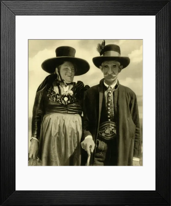 Framed Print : Couple in traditional dress, Sankt Lambrecht, Styria, Austria, c1935. Creator: Unknown