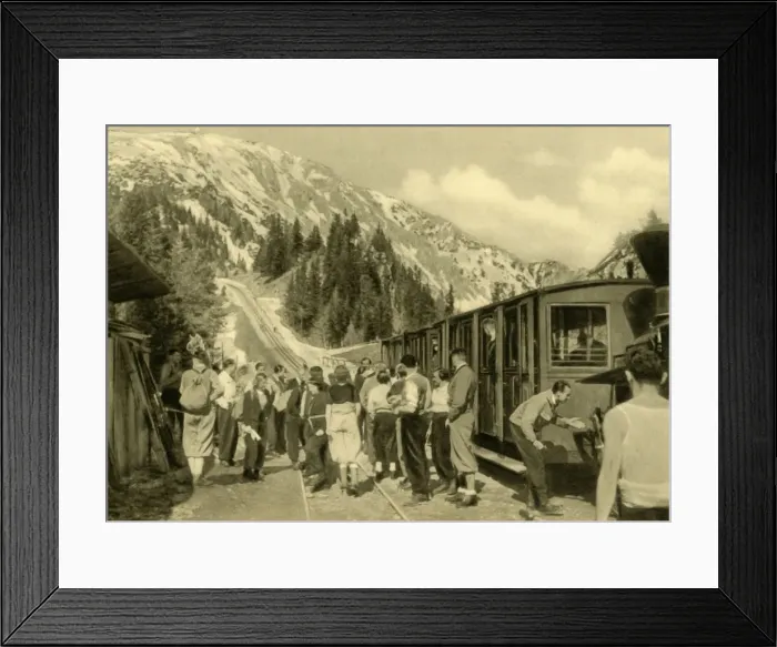 Framed Print : Tourists at Baumgartnerhaus Station on the Schneeberg Railway, Lower Austria, c1935 Framed Print : Tourists at Baumgartnerhaus Station on the Schneeberg Railway, Lower Austria, c1935