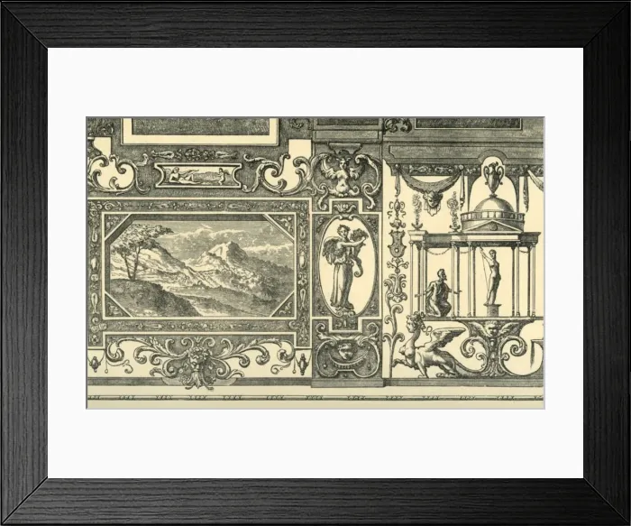 Framed Print : Design for a wall or ceiling decoration in the grotesque taste, 16th century, (1881) Framed Print : Design for a wall or ceiling decoration in the grotesque taste, 16th century, (1881)