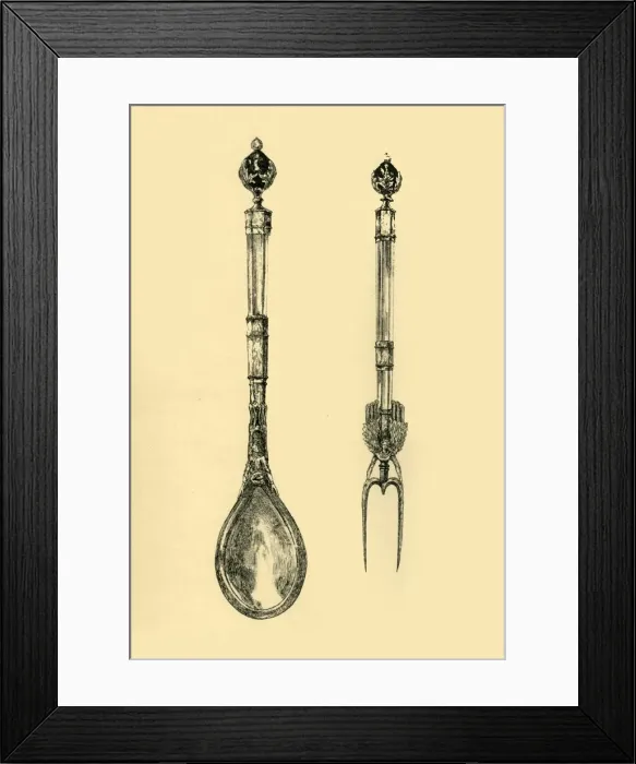 Framed Print : Spoon and fork, 15th century, (1881). Creator: T Charbonnier Framed Print : Spoon and fork, 15th century, (1881). Creator: T Charbonnier