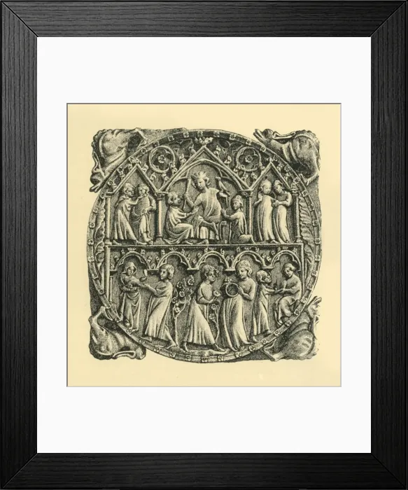 Framed Print : Carved ivory mirror back, c1310-1320, (1881). Creator: D Jones Framed Print : Carved ivory mirror back, c1310-1320, (1881). Creator: D Jones