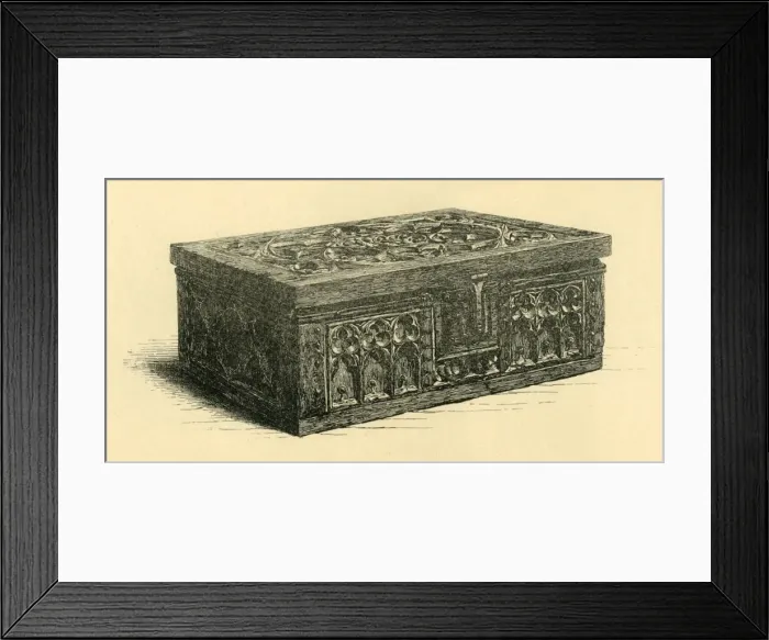 Framed Print : Oak box, 14th century, (1881). Creator: Frederick Albert Slocombe Framed Print : Oak box, 14th century, (1881). Creator: Frederick Albert Slocombe