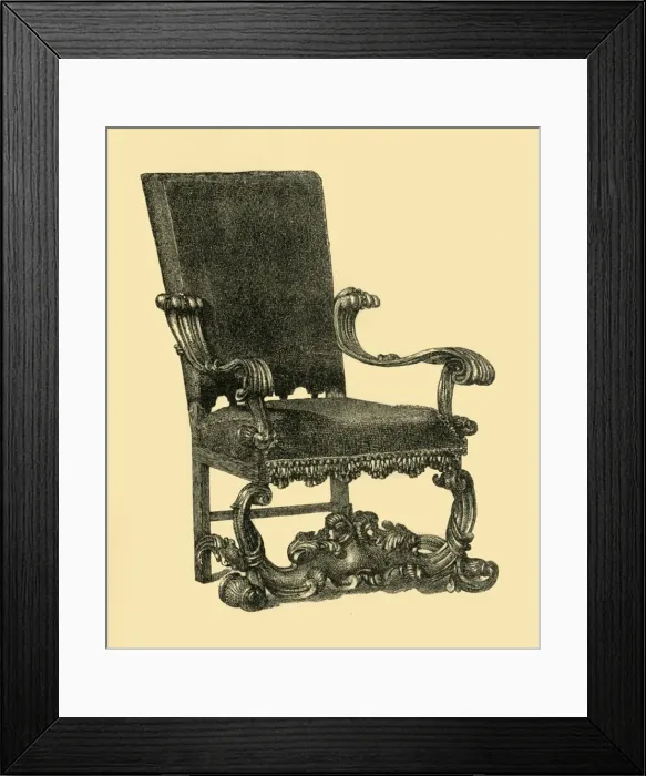 Framed Print : Walnut wood armchair, c1685-1710, (1881). Creator: William Catley Framed Print : Walnut wood armchair, c1685-1710, (1881). Creator: William Catley