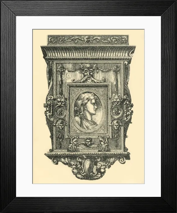 Framed Print : Walnut mirror frame, early-mid 19th century, (1881). Creator: Frederick Albert Slocombe Framed Print : Walnut mirror frame, early-mid 19th century, (1881). Creator: Frederick Albert Slocombe