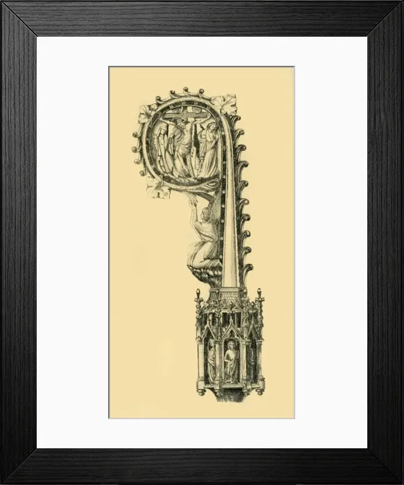Framed Print : Head of a pastoral staff, 14th century?, (1881). Creator: W. M. McGill Framed Print : Head of a pastoral staff, 14th century?, (1881). Creator: W. M. McGill
