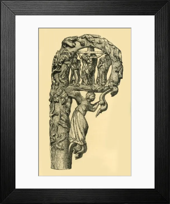 Framed Print : Crucifixion scene, crozier, 1330-1340, (1881). Creator: W Wise Framed Print : Crucifixion scene, crozier, 1330-1340, (1881). Creator: W Wise