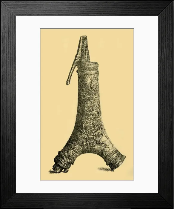 Framed Print : Powder flask, c1580-1600, (1881). Creator: W Wise Framed Print : Powder flask, c1580-1600, (1881). Creator: W Wise