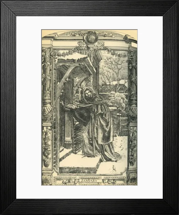 Framed Print : January, decorative wall tiles, c1860s, (1881). Creator: J M Benson Framed Print : January, decorative wall tiles, c1860s, (1881). Creator: J M Benson