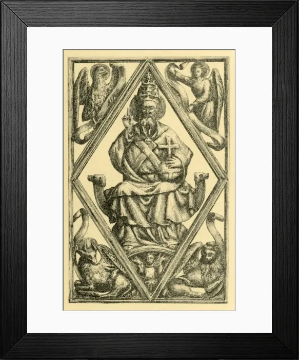 Framed Print : Ivory book cover depicting God the Father, early 15th century, (1881). Creator: J Brooke Framed Print : Ivory book cover depicting God the Father, early 15th century, (1881). Creator: J Brooke