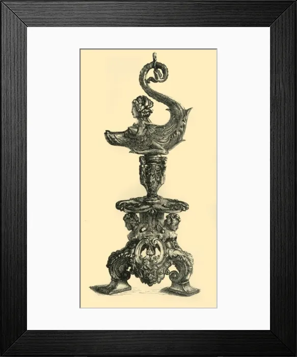 Framed Print : Lamp in the form of Sphinx-like Sea Creature, c1510-1530, (1881). Creator: W. W. McCarty Framed Print : Lamp in the form of Sphinx-like Sea Creature, c1510-1530, (1881). Creator: W. W. McCarty