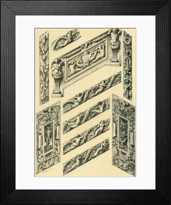Framed Print : Details of Staircase Decoration, c1870s, (1881). Creator: John Watkins Framed Print : Details of Staircase Decoration, c1870s, (1881). Creator: John Watkins