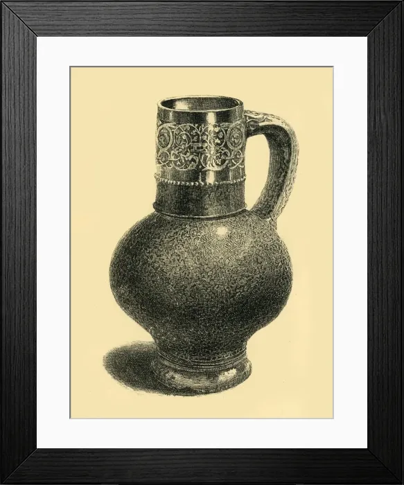 Framed Print : Stoneware jug, c1590?, (1881). Creator: F Brown Framed Print : Stoneware jug, c1590?, (1881). Creator: F Brown