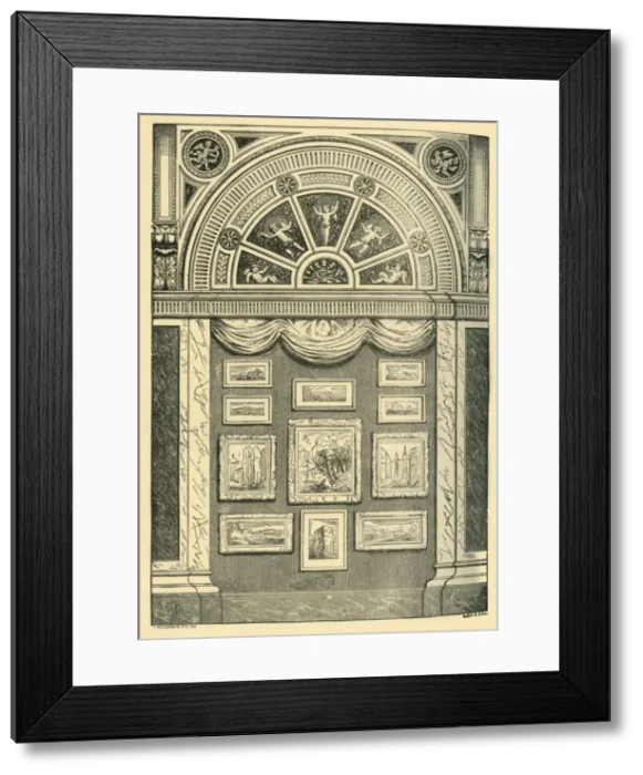 Framed Print : One Bay of the Water-Colour Galleries, 1860s, (1881). Creator: A Reid Framed Print : One Bay of the Water-Colour Galleries, 1860s, (1881). Creator: A Reid