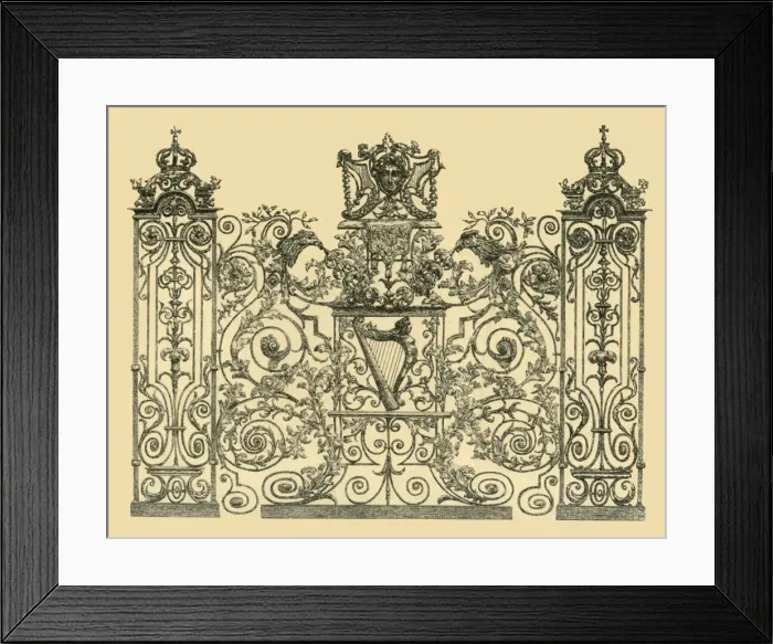 Framed Print : Section of the Tijou Screen, late 17th century, (1881). Creator: J Brooke Framed Print : Section of the Tijou Screen, late 17th century, (1881). Creator: J Brooke