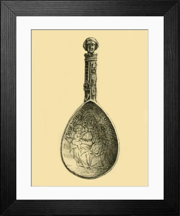 Framed Print : Silver gilt spoon, late 15th century, (1881). Creator: R I Stevenson Framed Print : Silver gilt spoon, late 15th century, (1881). Creator: R I Stevenson
