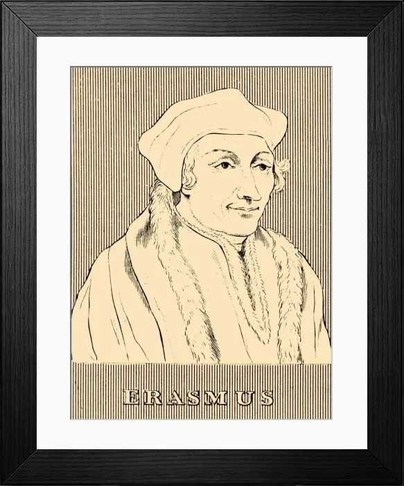 Framed Print : Erasmus, (1466-1536), 1830. Creator: Unknown Framed Print : Erasmus, (1466-1536), 1830. Creator: Unknown