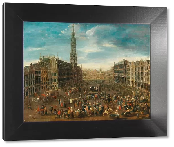 Market scene on the Grand Place in Brussels, c. 1670. Creator: Anonymous