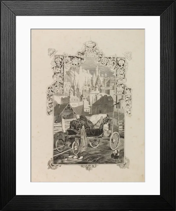 Framed Print : Frontispiece to novelette Tarantas (The Tarantass) by Vladimir Sollogub, 1845. Creator: Gagarin