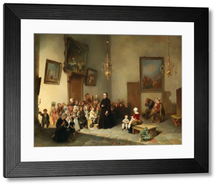 Framed Print : A Sunday school. Creator: Fabius, Jan (1820-1889) Framed Print : A Sunday school. Creator: Fabius, Jan (1820-1889)