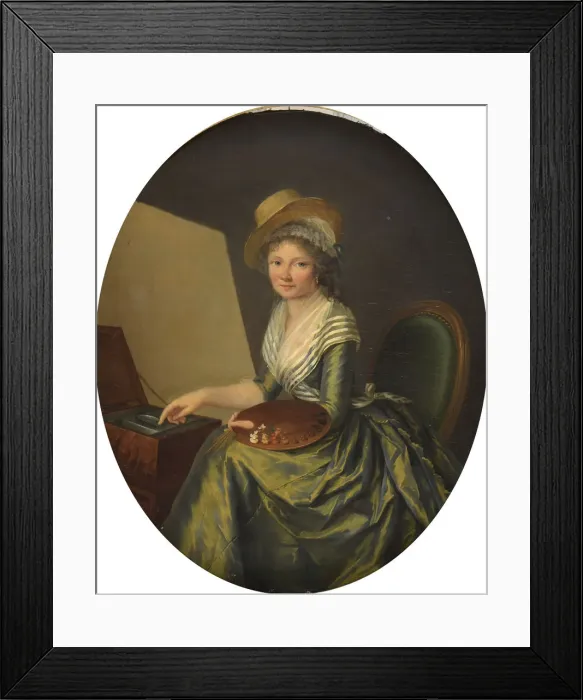 Framed Print : Self-Portrait with Easel. Creator: Lemoine, Marie Elisabeth (1754-1820) Framed Print : Self-Portrait with Easel. Creator: Lemoine, Marie Elisabeth (1754-1820)