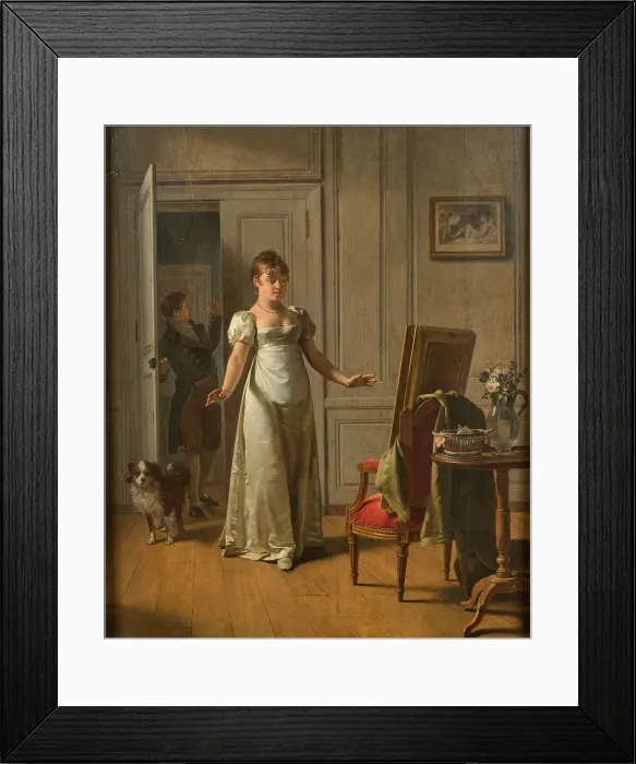 Framed Print : Une femme surprise, 1808. Creator: Drolling, Martin (1752-1817) Framed Print : Une femme surprise, 1808. Creator: Drolling, Martin (1752-1817)