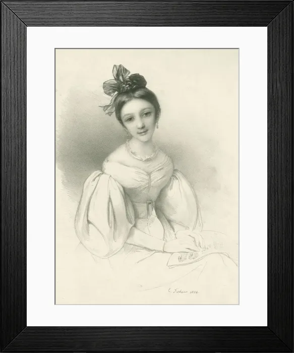 Framed Print : Portrait of Clara Wieck-Schumann (1819-1896), 1832. Creator: Fechner, Eduard Clemens (1799-1861) Framed Print : Portrait of Clara Wieck-Schumann (1819-1896), 1832. Creator: Fechner, Eduard Clemens (1799-1861)