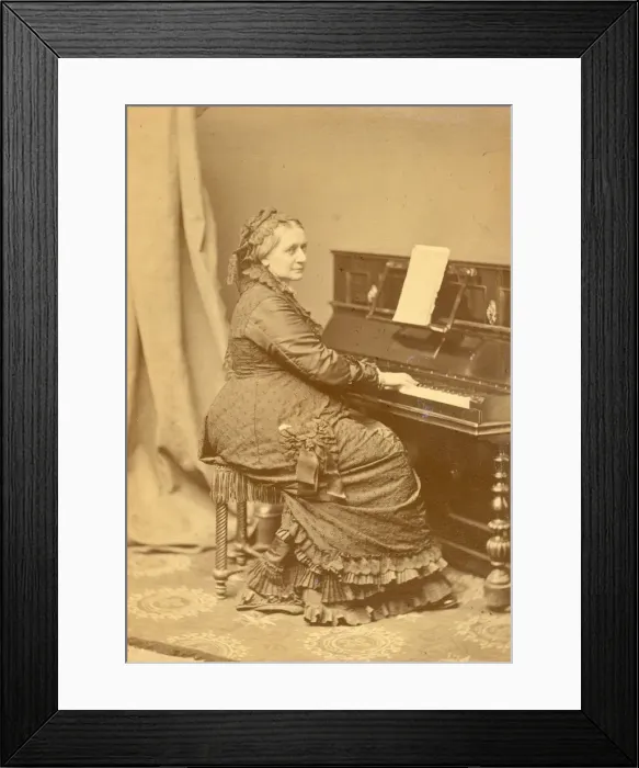 Framed Print : Portrait of Clara Wieck-Schumann (1819-1896) at the piano, ca 1878. Creator: Hanfstaengl Framed Print : Portrait of Clara Wieck-Schumann (1819-1896) at the piano, ca 1878. Creator: Hanfstaengl