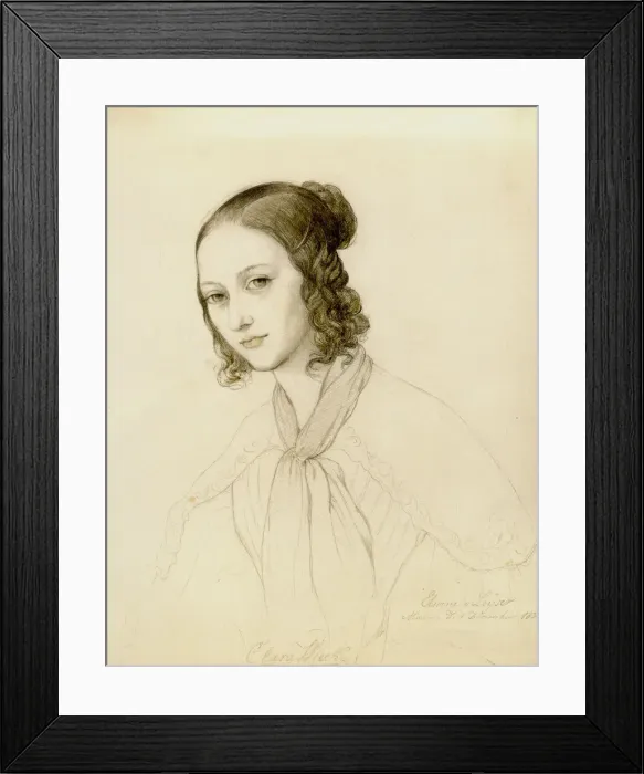 Framed Print : Portrait of Clara Wieck-Schumann (1819-1896), 1836. Creator: Leyser, Elwine von (1805-1885) Framed Print : Portrait of Clara Wieck-Schumann (1819-1896), 1836. Creator: Leyser, Elwine von (1805-1885)