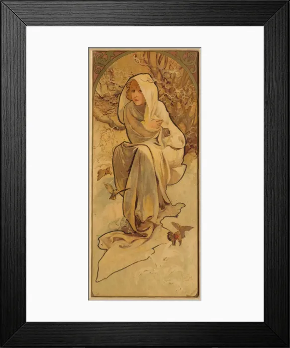 Framed Print : Winter (From the Series Les Saisons), c. 1900. Creator: Mucha, Alfons Marie (1860-1939) Framed Print : Winter (From the Series Les Saisons), c. 1900. Creator: Mucha, Alfons Marie (1860-1939)