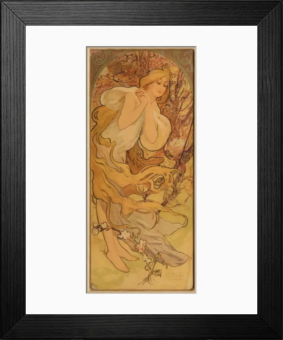 Framed Print : Spring (From the Series Les Saisons), c. 1900. Creator: Mucha, Alfons Marie (1860-1939) Framed Print : Spring (From the Series Les Saisons), c. 1900. Creator: Mucha, Alfons Marie (1860-1939)