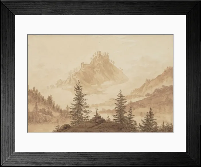 Framed Print : Mountain landscape with fog in the valley, ca 1805. Creator: Friedrich, Caspar David (1774-1840)