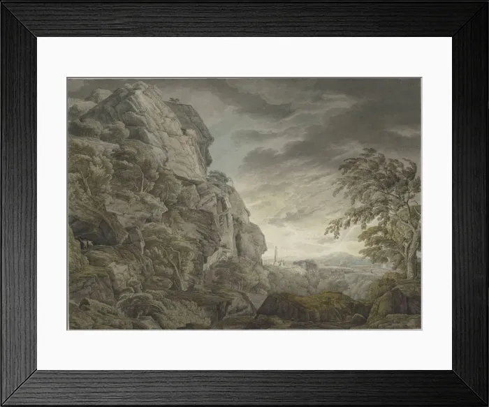 Framed Print : Heroic landscape in the thunderstorm, c. 1790. Creator: Kobell, Franz Innocenz Josef (1749-1822) Framed Print : Heroic landscape in the thunderstorm, c. 1790. Creator: Kobell, Franz Innocenz Josef (1749-1822)