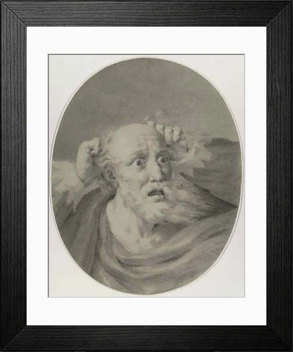 Framed Print : Old man with beard, scuffling his hair. Creator: Rehberg, Friedrich (1758-1835) Framed Print : Old man with beard, scuffling his hair. Creator: Rehberg, Friedrich (1758-1835)