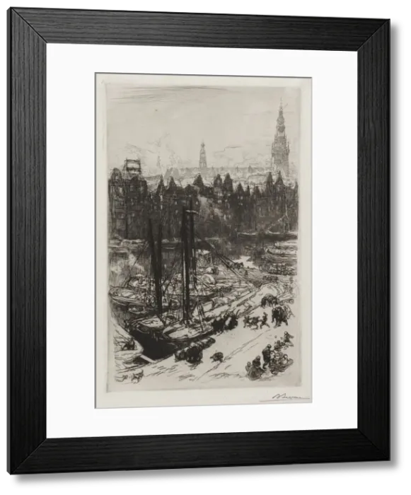 Framed Print : Amsterdam, vue de Victoria Hotel. Creator: Auguste Louis Lepere (French, 1849-1918) Framed Print : Amsterdam, vue de Victoria Hotel. Creator: Auguste Louis Lepere (French, 1849-1918)