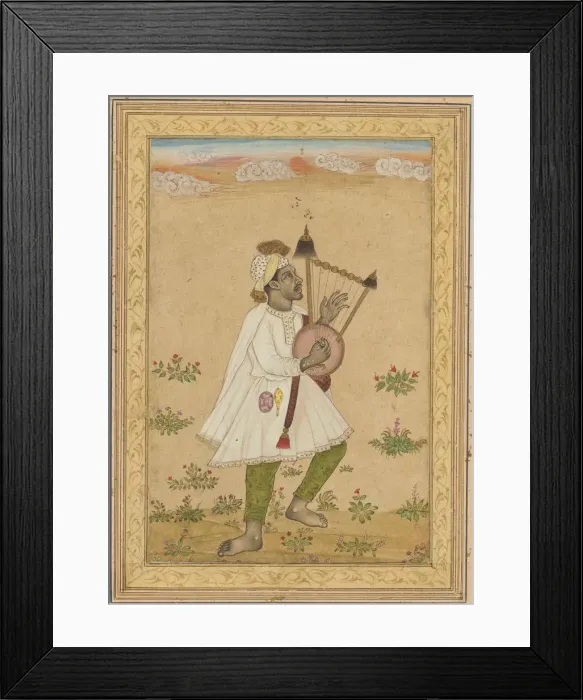 Framed Print : An African Lyre Player (recto); Calligraphy (verso), c. 1640-1660. Creator: Unknown Framed Print : An African Lyre Player (recto); Calligraphy (verso), c. 1640-1660. Creator: Unknown