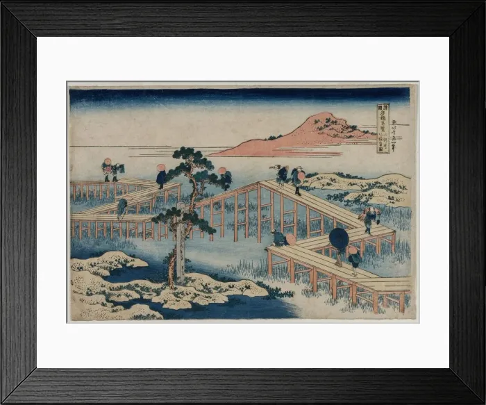 Framed Print : An Ancient Picture of the Eight Part Bridge in Mikawa Province... early 1830s. Creator: Unknown Framed Print : An Ancient Picture of the Eight Part Bridge in Mikawa Province... early 1830s. Creator: Unknown