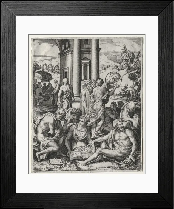 Framed Print : An Assembly of Scholars, c. 1515 / 1527. Creator: Marco Dente (Italian, c. 1486-1527) Framed Print : An Assembly of Scholars, c. 1515 / 1527. Creator: Marco Dente (Italian, c. 1486-1527)