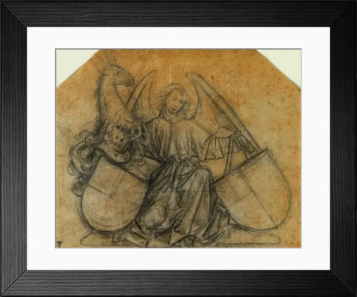 Framed Print : An Angel Supporting Two Escutcheons, c. 1470. Creator: Nikolaus Gerhaert von Leyden (German) Framed Print : An Angel Supporting Two Escutcheons, c. 1470. Creator: Nikolaus Gerhaert von Leyden (German)