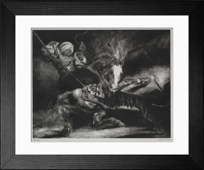 Framed Print : An Attack by a Tiger. Creator: Louis Candide Boulanger (French, 1806-1867) Framed Print : An Attack by a Tiger. Creator: Louis Candide Boulanger (French, 1806-1867)