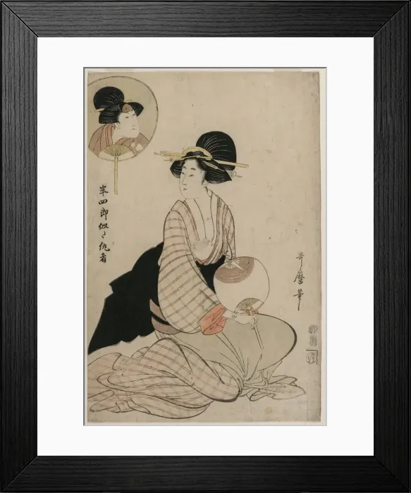 Framed Print : An Attractive Woman Who Looks Like the Actor Iwai Hanshiro V, 1806. Creator: Kitagawa Utamaro Framed Print : An Attractive Woman Who Looks Like the Actor Iwai Hanshiro V, 1806. Creator: Kitagawa Utamaro
