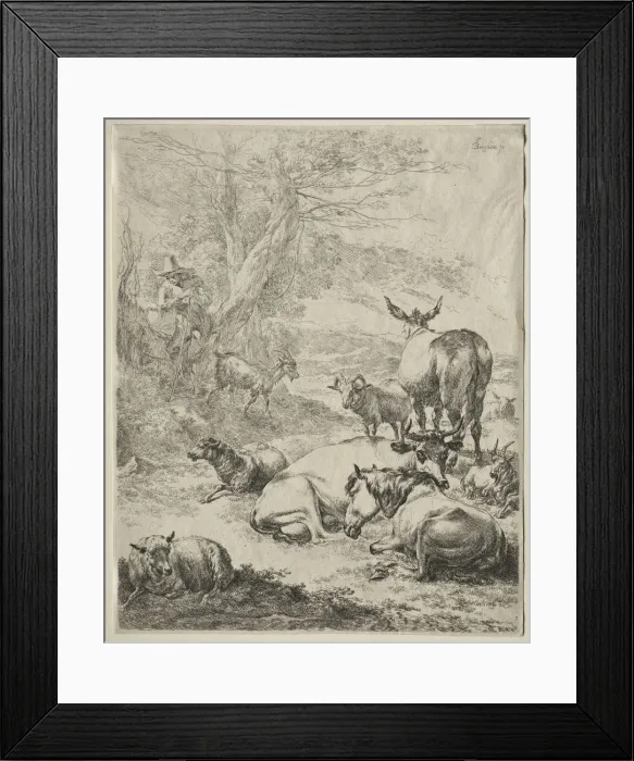 Framed Print : Animals in Repose. Creator: Nicolaes Berchem (Dutch, 1620-1683) Framed Print : Animals in Repose. Creator: Nicolaes Berchem (Dutch, 1620-1683)